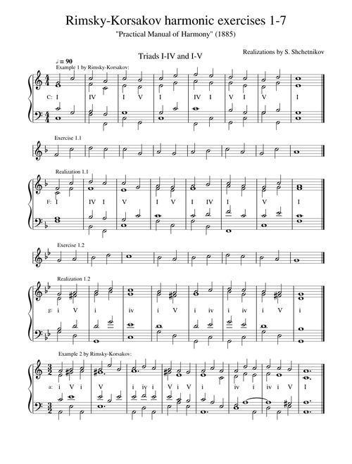 Rimsky-Korsakov Harmonic Exercises 1-7