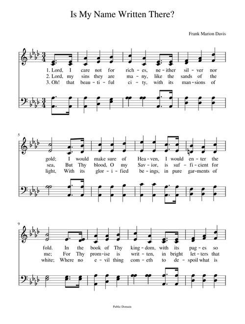 Lord, I care not for riches - Frank M. Davis