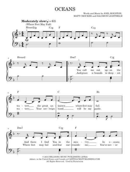 Oceans will part - Hillsong United (Easy Piano)