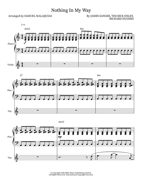 Nothing In My Way (Arr. SAMUEL MALAQUIAS) - Keane (Instrumental Duet)