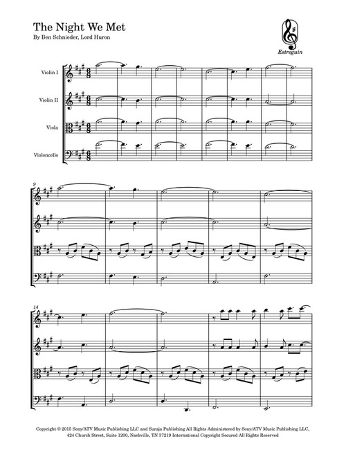 The Night We Met (Arr. Estreguin) - Lord Huron (String Quartet)