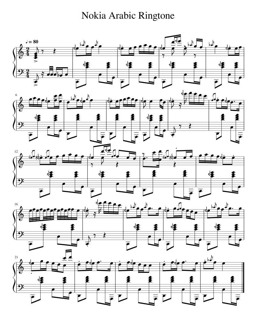 Nokia Arabic Ringtone Sheet music for Piano (Solo) Nokia Arabic Ringtone Sheet music for Piano (Solo)