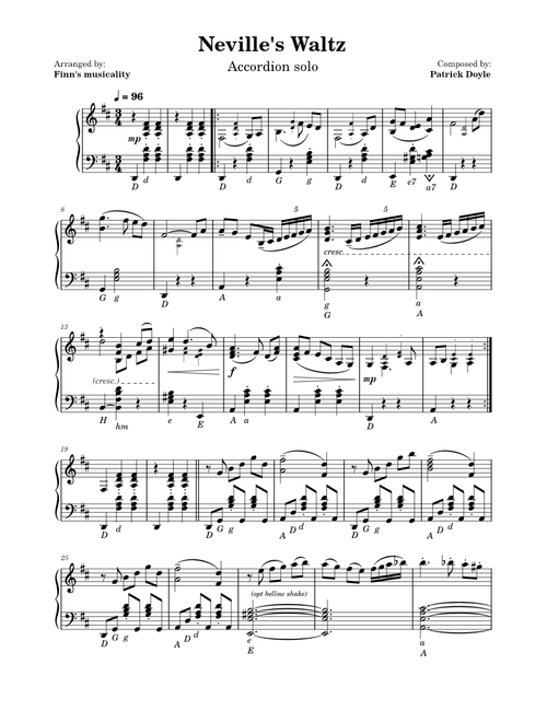 Neville's Waltz – Patrick Doyle - Accordion solo