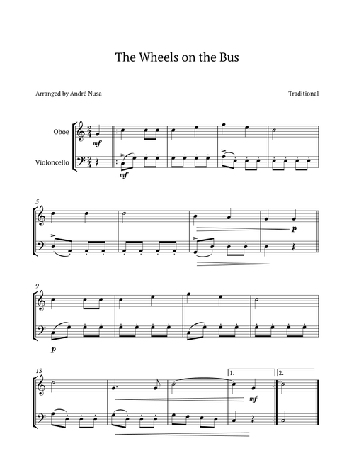The Wheels on the Bus (Arr. André Nusa) - Traditional (Instrumental Duet)