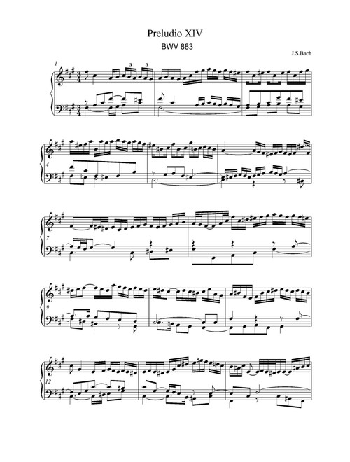 Preludio XIV BWV 883 - Johann Sebastian Bach (Piano Solo)