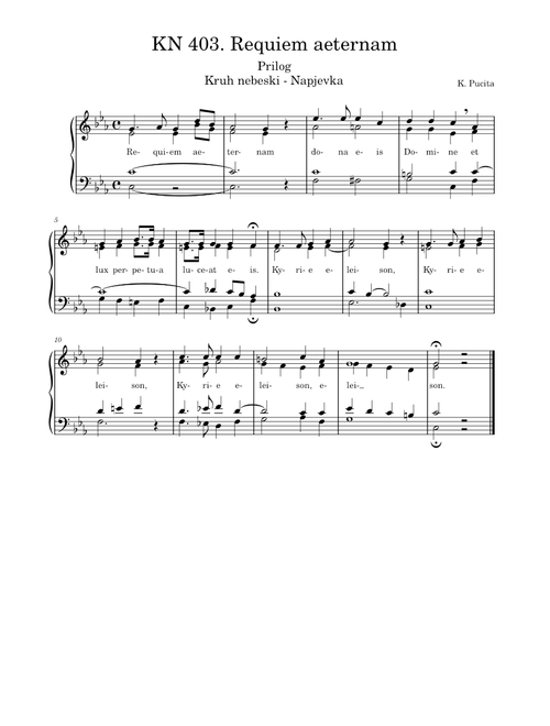 KN 404. Requiem aeternam – Kruh nebeski - Napjevka