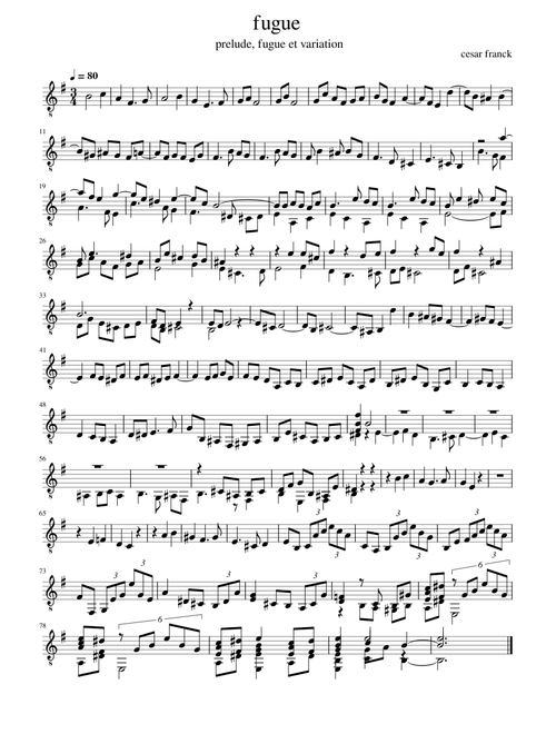 cesar franck fugue prélude fugue et variation