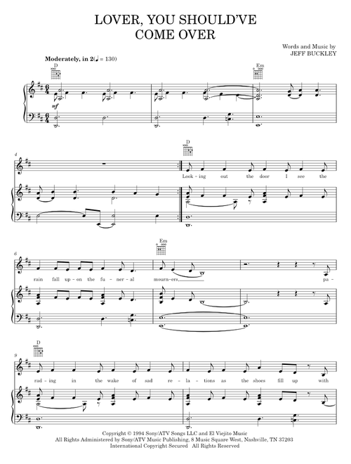 Lover, You Should've Come Over - Jamie Cullum, Jeff Buckley (Piano-Vocal-Guitar)