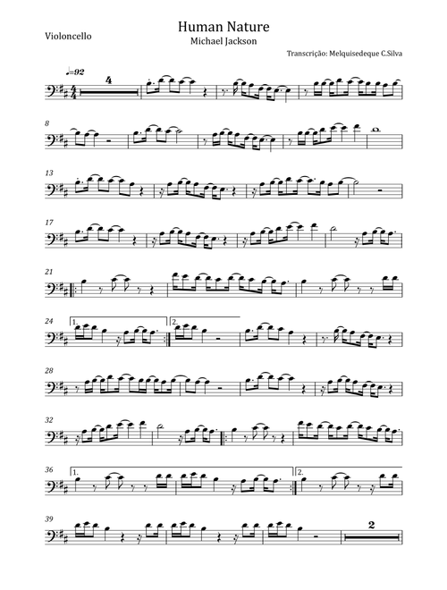 Human Nature (Arr. Melquisedeque C.Silva) - Michael Jackson (Cello Solo)