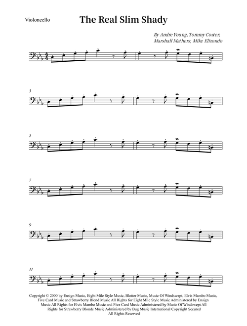 The Real Slim Shady (Arr. Wesley S. SIlva) - Eminem (Cello Solo)