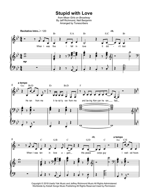 Stupid With Love (Arr. Tunescribers) - Jeff Richmond, Nell Benjamin (Piano Vocal)