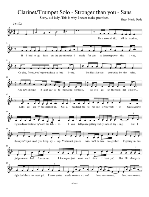 Clarinet/Trumpet Solo - Stronger than you - Sans