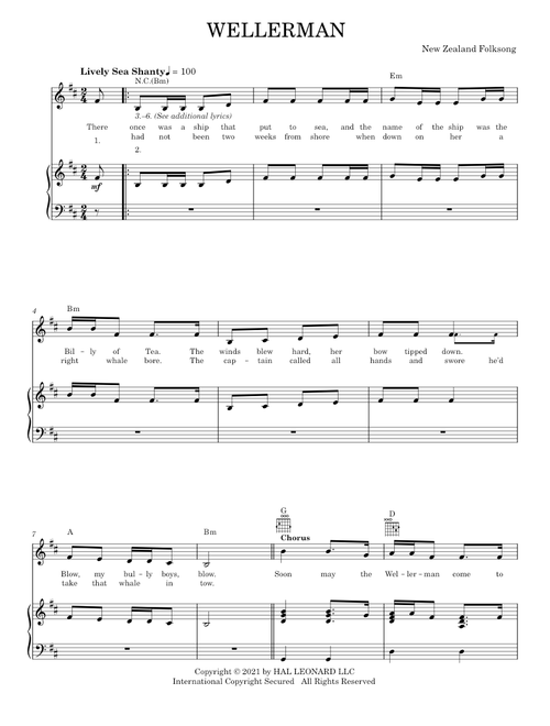 Wellerman (Piano-Vocal-Guitar)