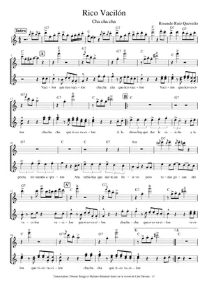 Que Rico Mambo Trombone Notes Que Rico Vacilon (Cha Cha Cha) – Rosendo Ruiz Sheet Music for Trombone ...