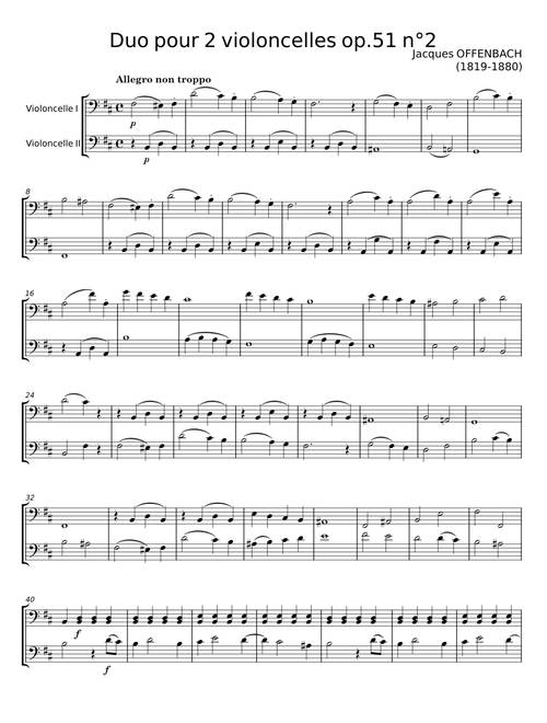 Duo pour 2 violoncelles op.51 n°2 - Jacques Offenbach