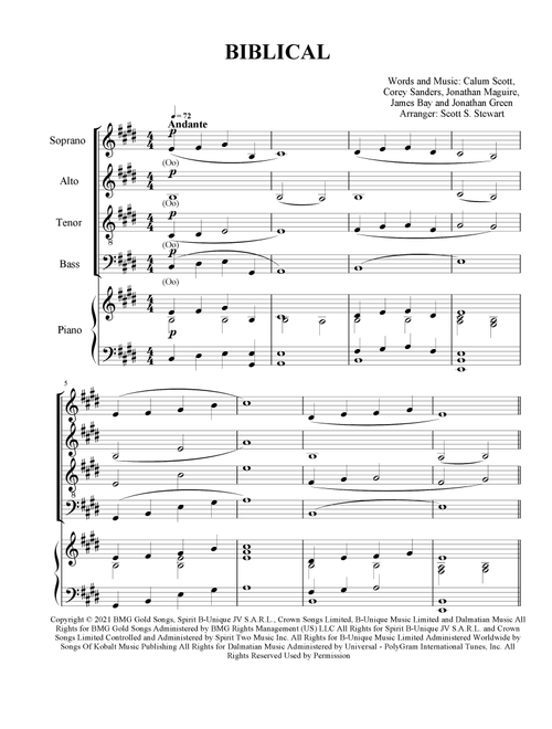 Biblical (Arr. Scott S. Stewart) - Calum Scott (Choral, SATB)