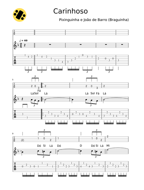 Carinhoso - Partitura para cavaquinho