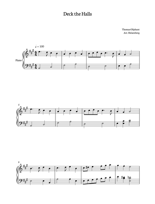 Deck The Halls - Christmas songs for Piano with Lyrics in A (Arr. Heisenberg) - Thomas Oliphant (Piano Vocal)