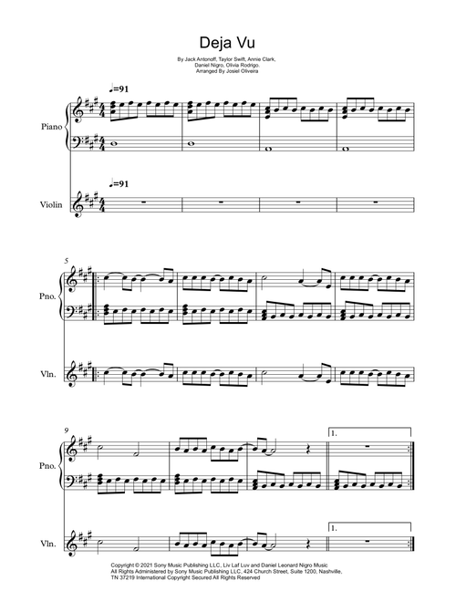 Deja Vu (Arr. Josiel Oliveira) - Olivia Rodrigo (Violin and Piano)