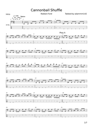 Play Official version of Cannonball shuffle Sheet Music by Robben