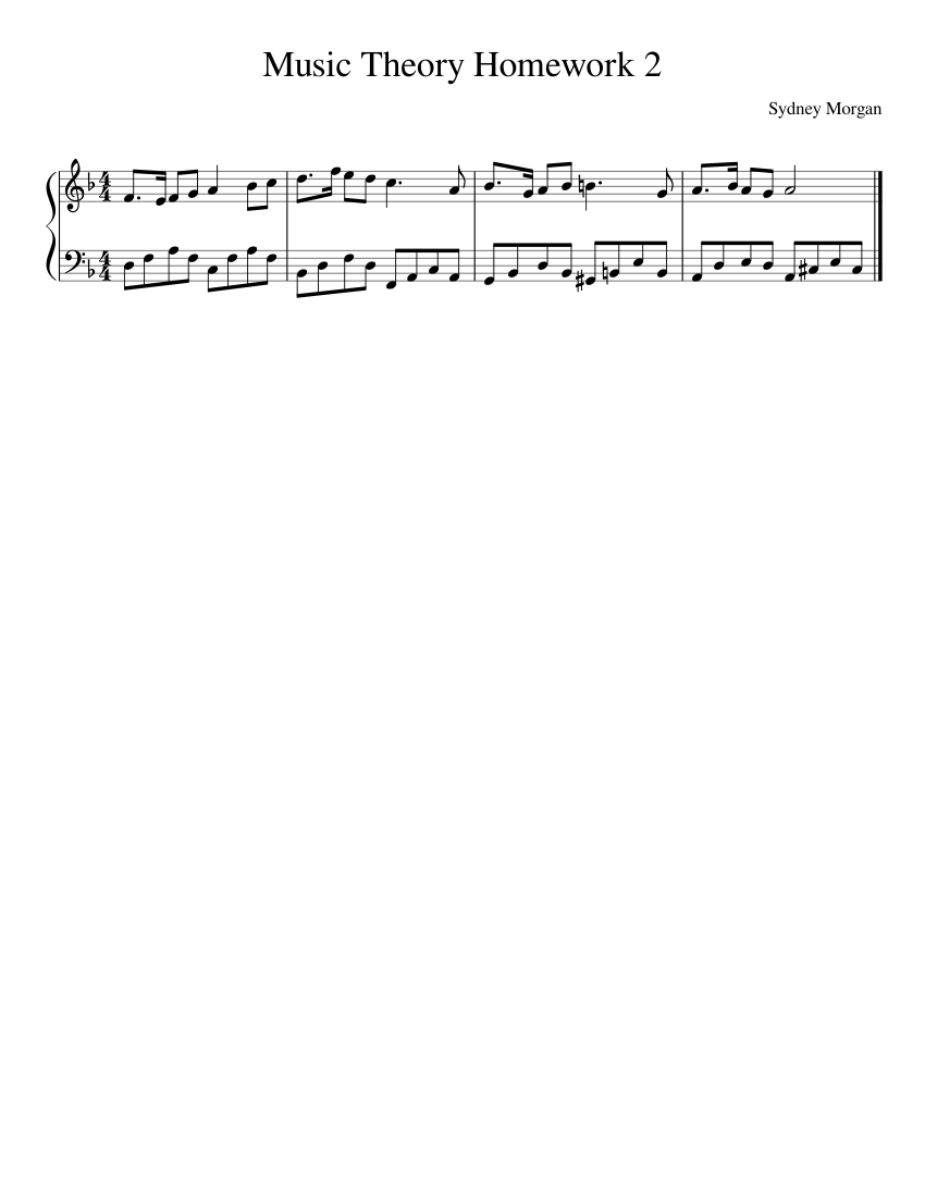 Music Theory Homework 2 Sheet Music for Piano (Solo) Easy | MuseScore.com
