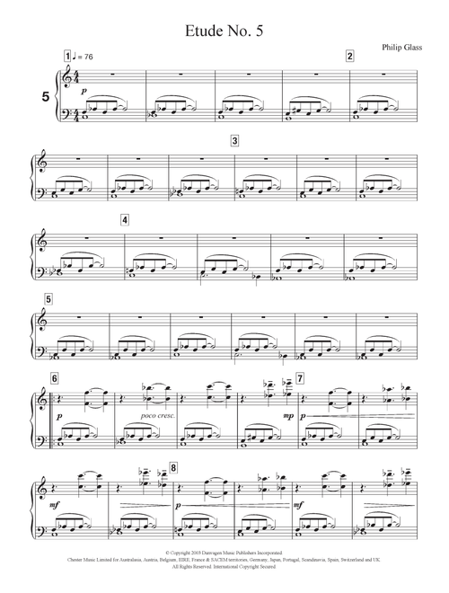 Etude No. 5 - Philip Glass (Piano Solo)