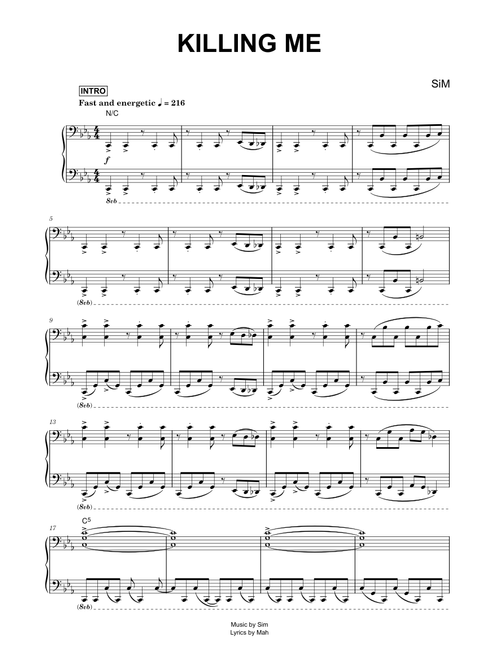 KiLLiNG ME - SiM (Piano)