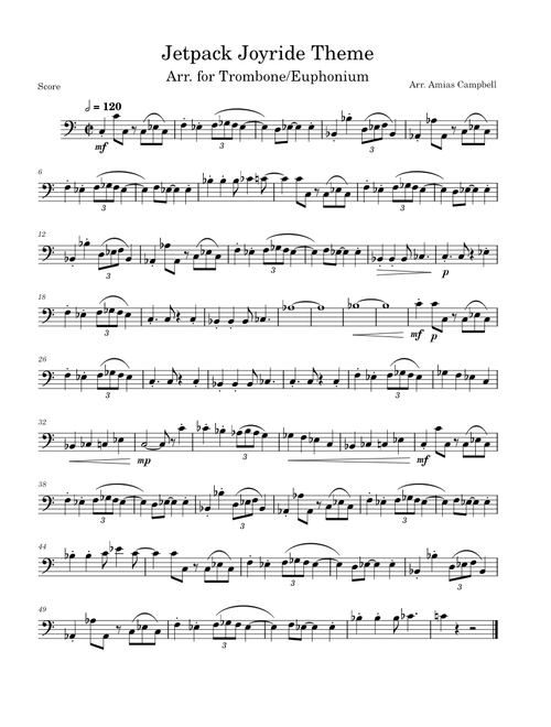 Jetpack Joyride Theme, Arr. for Trombone/Euphonium