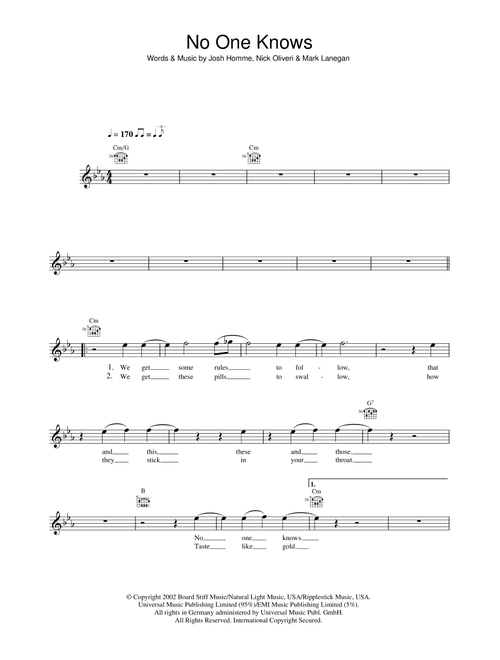 No One Knows - Queens Of The Stone Age (Lead Sheet - Fake Book)