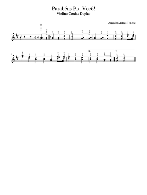 Parabéns pra Você - Cordas Duplas Violino