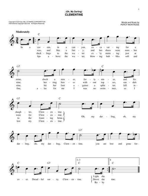 (Oh, My Darling) Clementine - Percy Montrose (Easy Lead Sheet - Fake Book)