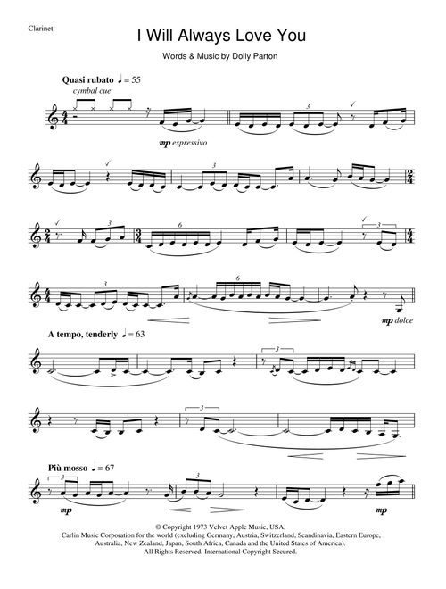 I Will Always Love You - Whitney Houston, Dolly Parton (Clarinet Solo)
