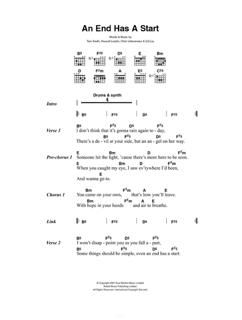 An End Has A Start - Editors (Guitar Chords-Lyrics)