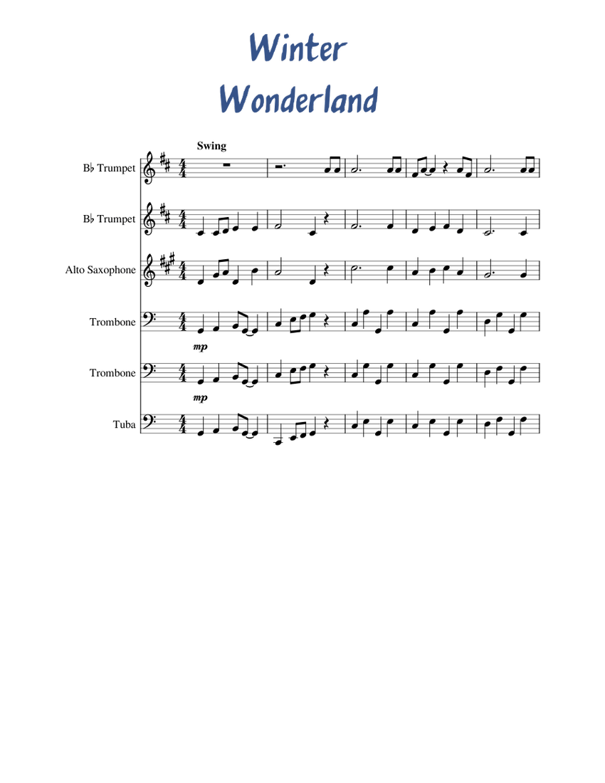 Winter Wonderland Sheet music for Trombone, Tuba, Saxophone alto