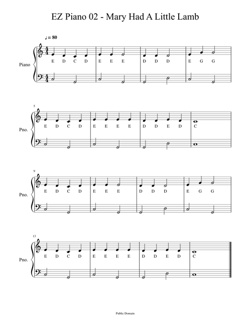 EZ Piano 02 - Mary Had A Little Lamb