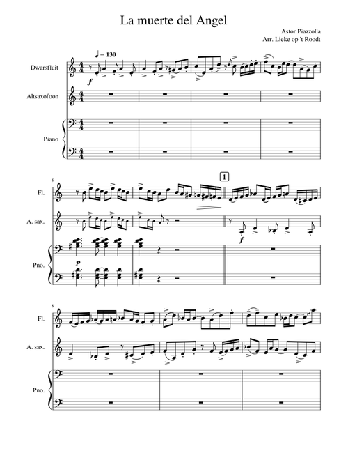 La muerte del angel – Astor Piazzolla - Fluit, Altsax & Accordeon