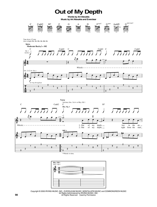Out Of My Depth - Everclear (Guitar Tab)