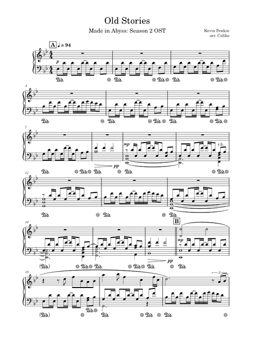 Old Stories - Made in Abyss S2 OST (Kevin Penkin) Piano Solo