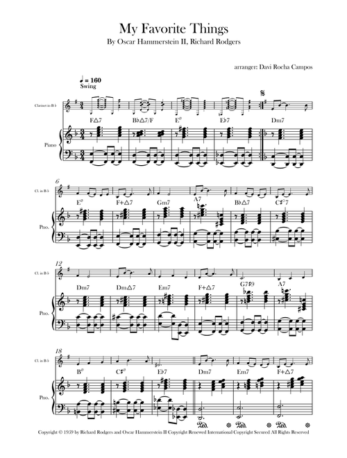 My Favorite Things (Arr. Davi Rocha Campos) - John Coltrane (Clarinet and Piano)