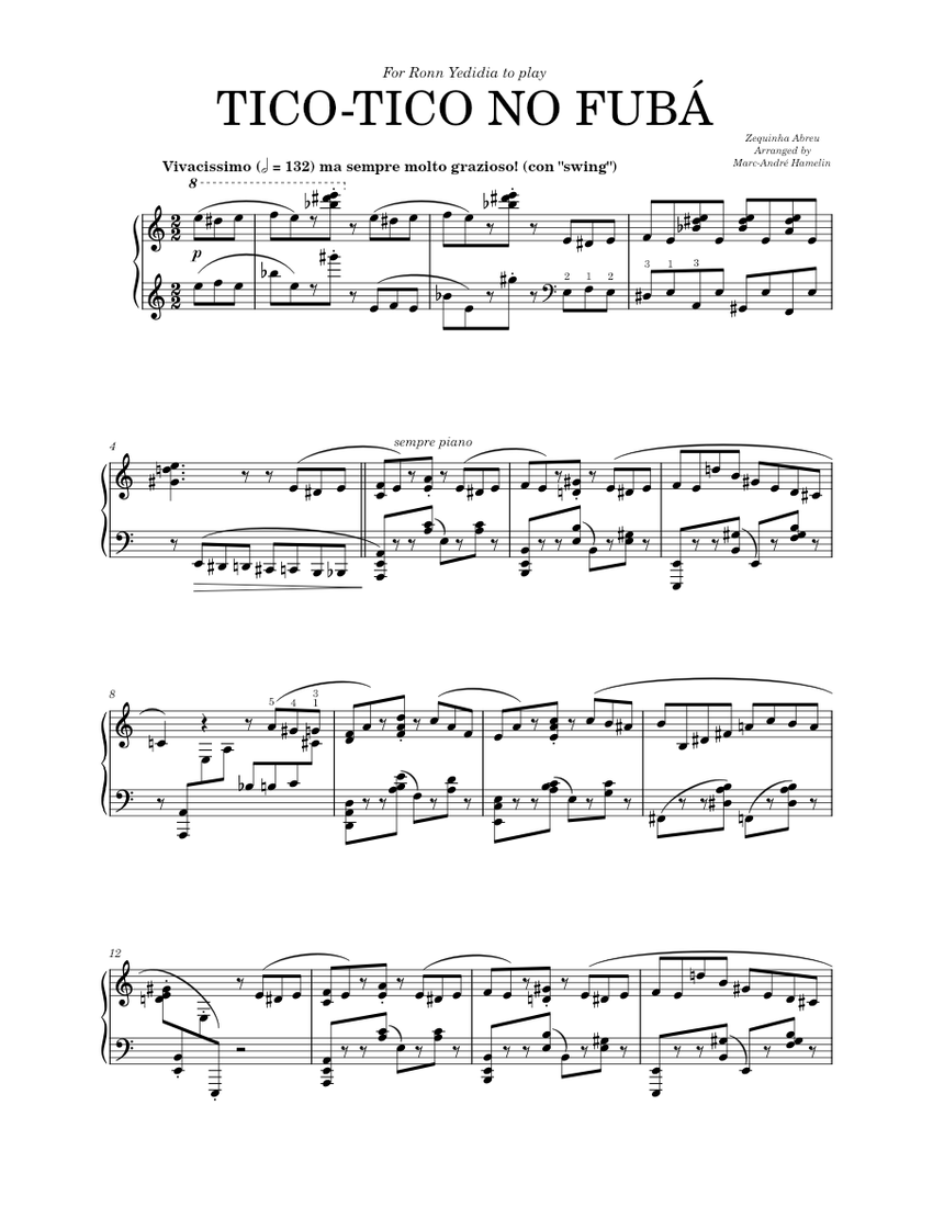 Tico-Tico no Fubá - Z. Abreu (arr. M. A. Hamelin) Sheet