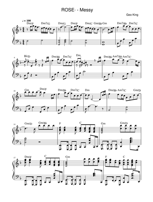 Messy (Arr. Gregory King) - Rosé (Easy Piano)