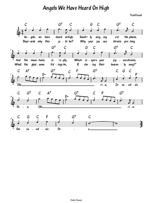 Angels We Have Heard On High (Lead sheet with lyrics )