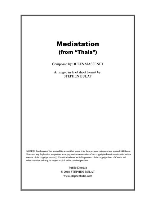 Meditation (from "Thais") by Massenet in key of E (Arr. Stephen Bulat) - Jules Massenet (Large Ensemble)