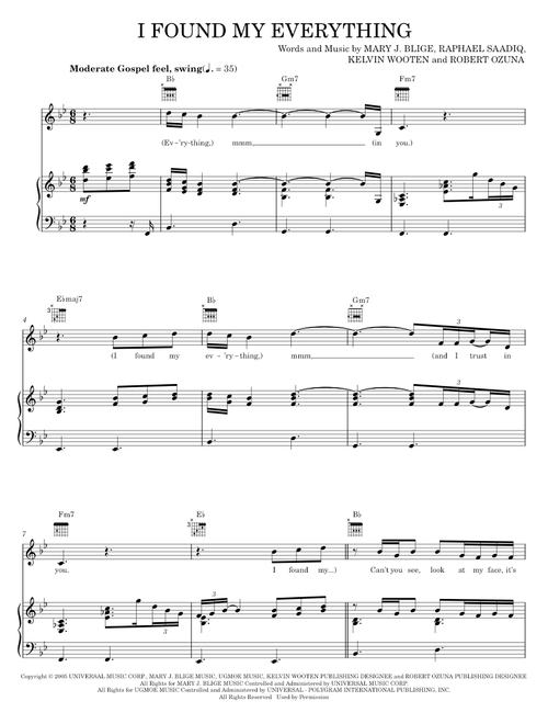 I Found My Everything - Ja Rule, Mary J. Blige, Mary J. Blige Featuring Ja Rule (Piano-Vocal-Guitar)