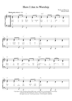 Play Official version of Here i am to worship Sheet Music by Tim Hughes ...