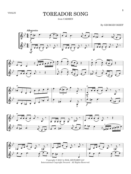 Toreador Song - Georges Bizet (Violin Duet)