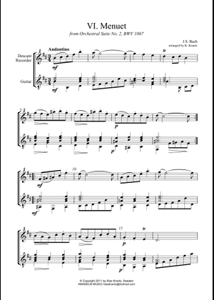 Menuet BWV 1067 Sheet Music for Recorder (Solo) | MuseScore.com