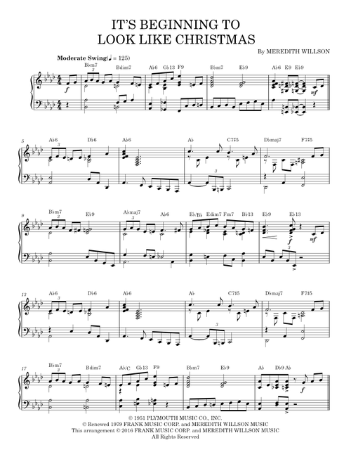 It's Beginning To Look A Lot Like Christmas - Meredith Willson (Piano Solo)