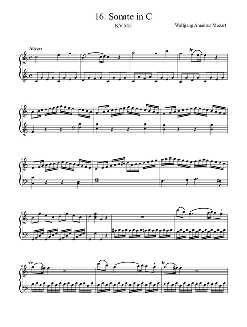 Mozart - Piano Sonata No. 16 - Allegro