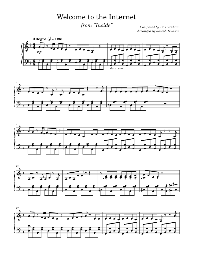 to the Bo Burnham Sheet music for Piano, Vocals